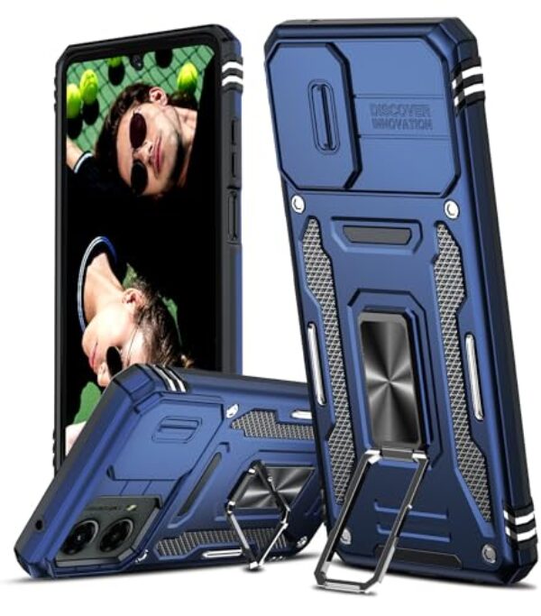 LeYi Capa para Motorola Moto G-5G-2024: Capa para Moto 5G 2024 com capa deslizante para câmera, [grau militar] à prova de choque, suporte magnético para Moto G5G 2024, azul marinho