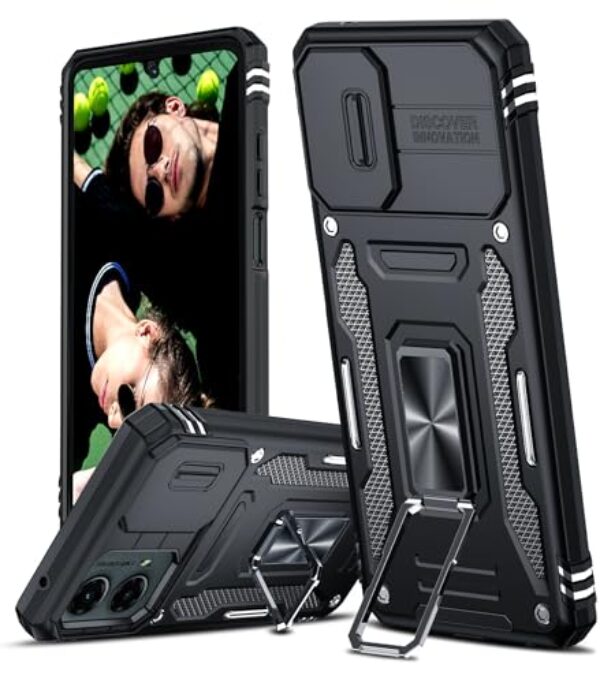 LeYi Capa para Motorola Moto G-5G-2024: Capa para Moto 5G 2024 com capa de câmera deslizante, capa para celular Moto G 5G 2024 [grau militar] à prova de choque, suporte magnético para capa de celular
