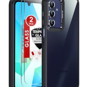 LeYi Capa para Samsung Galaxy A16-5G: Pacote com 2 protetores de tela à prova de choque de grau militar, [aderência antideslizante] Lente de textura metálica fosca translúcida magnética para Galaxy A