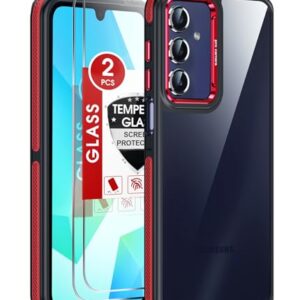 LeYi Capa para Samsung Galaxy A16-5G: Pacote com 2 protetores de tela à prova de choque de grau militar, [aderência antideslizante] Lente de textura metálica fosca translúcida magnética para Galaxy A