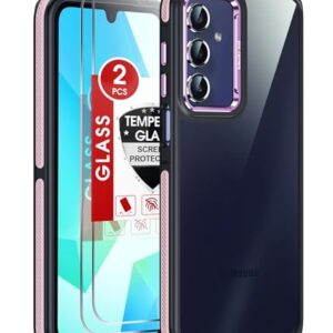 LeYi Capa para Samsung Galaxy A16-5G: Pacote com 2 protetores de tela à prova de choque de grau militar, [aderência antideslizante] Lente de textura metálica fosca translúcida magnética para Galaxy A