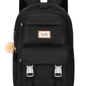 LIECDRO Mochila feminina, D8 - preto, 15.6 Inch, Mochila feminina