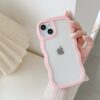 Linda capa transparente para iPhone 15 Plus 3D amor coração moldura ondulada proteção total para mulheres capa de telefone transparente à prova de choque TPU macio