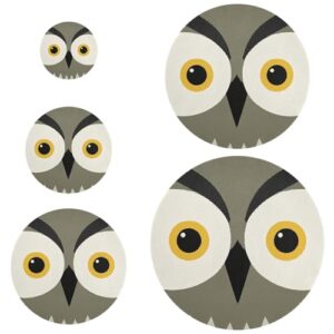 Linda coruja, olhos grandes, cinza, 5 peças, capas elásticas para latas de alimentos em 5 tamanhos de tampas de tigela de armazenamento de alimentos para frutas, sobras de massa, à prova de pão