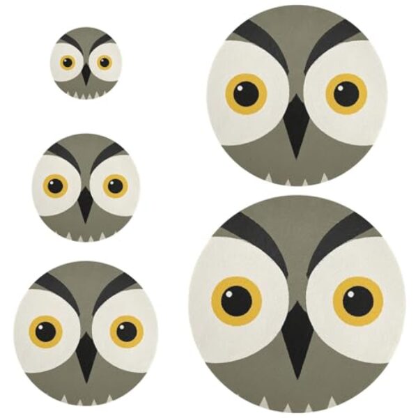 Linda coruja, olhos grandes, cinza, 5 peças, capas elásticas para latas de alimentos em 5 tamanhos de tampas de tigela de armazenamento de alimentos para frutas, sobras de massa, à prova de pão