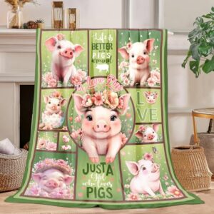 Lindo presente para amantes de porcos para mulheres - 152 x 127 cm, cobertor ultramacio de porco, decoração aconchegante e fofa para sofá-cama, presente de aniversário de Natal