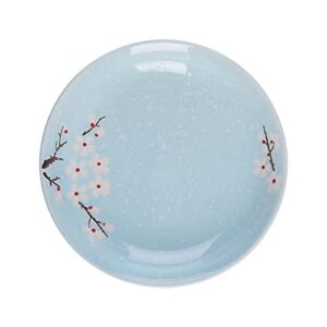 LMJYU Prato de jantar de flor redondo prato de jantar de cerâmica esmaltado flor de cerejeira prato de porcelana prato de sobremesa prato de lanche