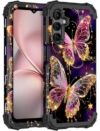 LONTECT Capa para Galaxy A15 5G Grow in The Dark à prova de choque 3 em 1 resistente, híbrida, resistente, resistente a quedas de alto impacto, capa florida Grow in the Dark, roxo escuro