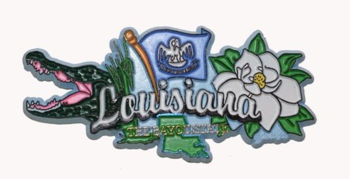 Louisiana State Elements Ímã de lembrança colecionável de geladeira