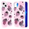 LuGeKe Capa para iPhone 17 Pro Max, leopardo, folha de baga rosa, compatível com acessórios MagSafe, capa protetora de telefone transparente fina à prova de choque para mulheres