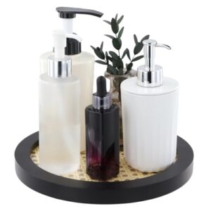 LUMINFLY Armazenamento de servir café preto de vime e moldura preta, com madeira de cosméticos de madeira, decoração de café, comida de madeira decorativa para armazenamento, moldura decorativa de