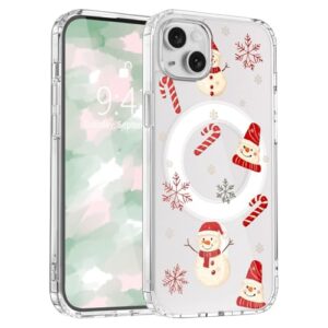 LuminousGuard Capa para iPhone 17 Pro, compatível com MagSafe, capa magnética fofa de Natal com boneco de neve, capa protetora à prova de choque para mulheres e meninas