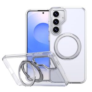 Lunivop Compatível com Samsung Galaxy S25 FE, suporte de anel giratório de 360° transparente compatível com suporte magnético Magsafe, grau militar, transparente