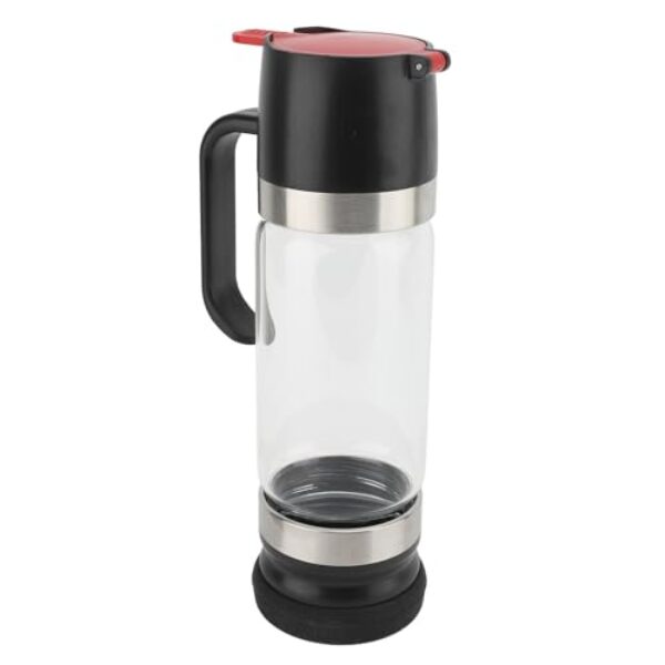 Luocute Dispensador de Xarope de Vidro, Dispensador de Mel, 300ml, Design Sem Gotejamento Com Válvula de Silicone Patenteada para Cozinha, Restaurante, Uso Doméstico (Preta)