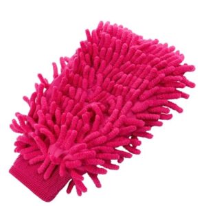 Luva de Microfibra Multiuso para Limpeza, Chenille, Alta Absorção, Lavável e Reutilizável, Tamanho Único, para Carro, Casa, Móveis e Vidros, Kit com 1 Unidade (Magenta Pro)