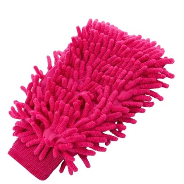 Luva de Microfibra Multiuso para Limpeza, Chenille, Alta Absorção, Lavável e Reutilizável, Tamanho Único, para Carro, Casa, Móveis e Vidros, Kit com 1 Unidade (Magenta Pro)