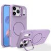 LYJSMGZ Capa magnética para Iphone17 Pro Max/17 Air/17 Pro/17, suporte de armação de lente de metal, capa à prova de choque, carregamento sem fio, capa fina fosca, roxo, 17 Air