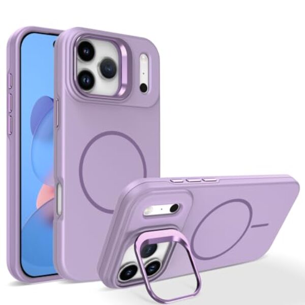 LYJSMGZ Capa magnética para Iphone17 Pro Max/17 Air/17 Pro/17, suporte de armação de lente de metal, capa à prova de choque, carregamento sem fio, capa fina fosca, roxo, 17 Air