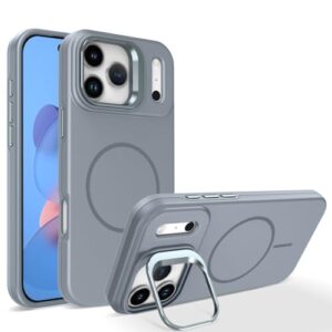 LYJSMGZ Capa magnética para Iphone17 Pro Max/17 Air/17 Pro/17, suporte de armação de lente de metal, capa à prova de choque, carregamento sem fio, capa fina fosca, cinza, 17 Pro