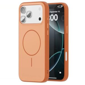 LYJSMGZ Capa magnética para iPhone 17 Pro Max/17 Pro/Air/17, capa de telefone fina e minimalista resistente a impactos de carregamento sem fio, laranja, 17