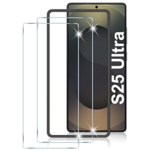 LYWHL Pacote com 2 protetores de tela para Samsung Galaxy S25 Ultra, vidro temperado para S25 Ultra com moldura de alinhamento, toque sensível e desbloqueio de impressões digitais, antiarranhões, sem