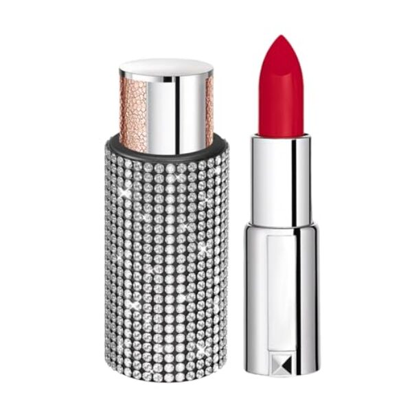 Lyxheth Suporte de batom vertical para carro, suporte de brilho labial para carro, suporte de protetor labial com strass cintilante para interior automotivo, acessórios automotivos, suporte de batom