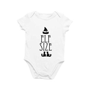 Macacão infantil orgânico de manga curta e manga curta, fofo, engraçado, natal, férias, estação, 0 – 12 meses – Tamanho do elfo, Branco, 9-12 Months