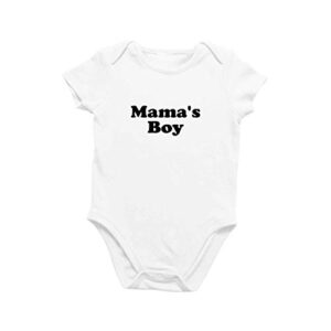 Macacão infantil orgânico de manga curta, macacão divertido e moderno de 0 a 12 meses – Menino da mamãe, Branco, 3-6 Months