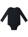 Macaquinho infantil de viscose de bambu macio de manga comprida para bebês, Preto, 12-18 Months