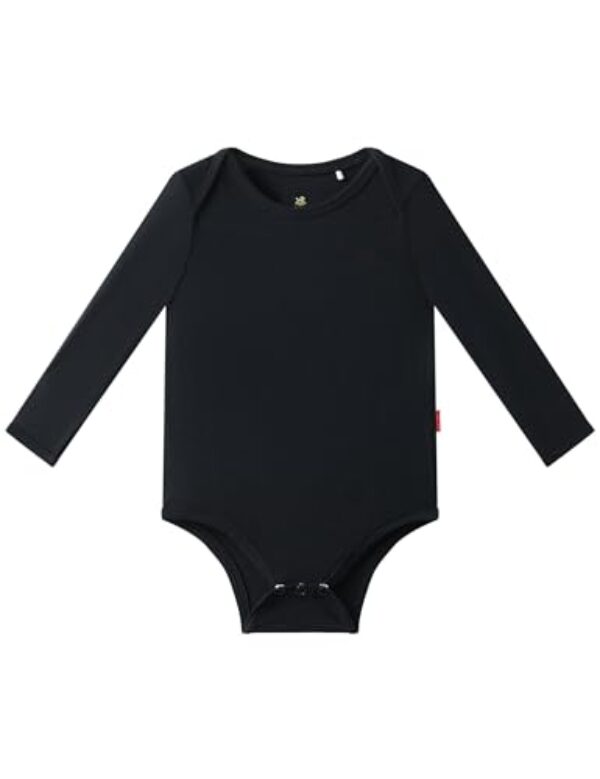 Macaquinho infantil de viscose de bambu macio de manga comprida para bebês, Preto, 12-18 Months