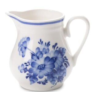 Magclay Creme de leite de 227 g, jarro de cerâmica com alça, flores