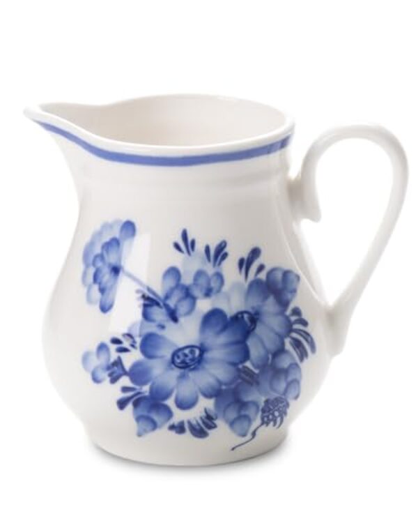 Magclay Creme de leite de 227 g, jarro de cerâmica com alça, flores