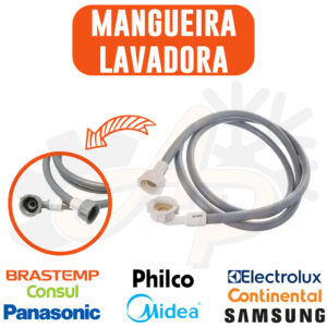 Mangueira Entrada Água Lava Roupas Máquina Universal Cinza Diversos Tamanhos LG Continental GE