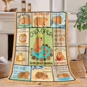 Manta Capivara Adorável Presentes de Capivara para Crianças Adultos - 152.4 cm x 127.0 cm Cobertor de Capivaras Ultra Macio, Decoração Confortável e Fofa para Sofá-cama, Presente de Aniversário de