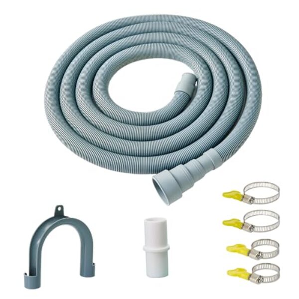 Marekineko 7 peças – Extensão universal de mangueira de drenagem para máquina de lavar e 3 m, mangueira flexível para lavadora e lava-louças, tubo portátil para pia e desumidificador, mangueira de