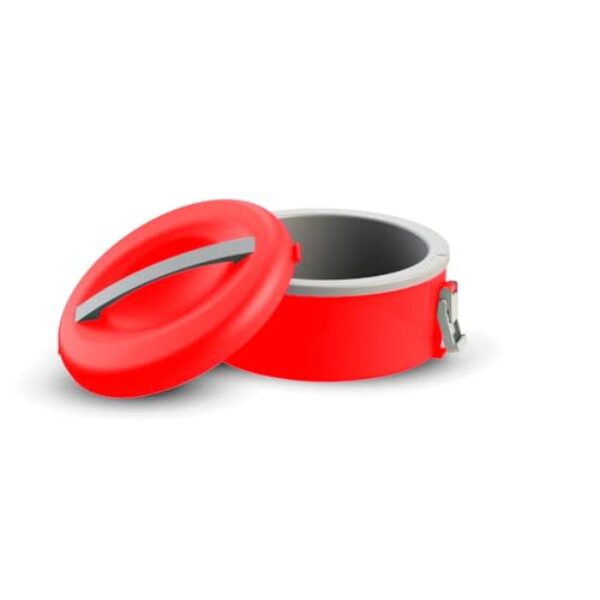 Marmita Térmica com Presilha, 1,5L, Polipropileno Livre de BPA, Isolamento em EPS, para Alimentos Quentes e Frios, Compatível com Micro-ondas e Lava-louças (Vermelho/Cinza)