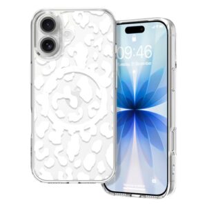 Marphe Capa magnética para iPhone 17 de 6,3 polegadas, transparente, estampa de leopardo de guepardo, compatível com Magsafe, transparente, proteção total, à prova de choque, capa rígida para mulheres