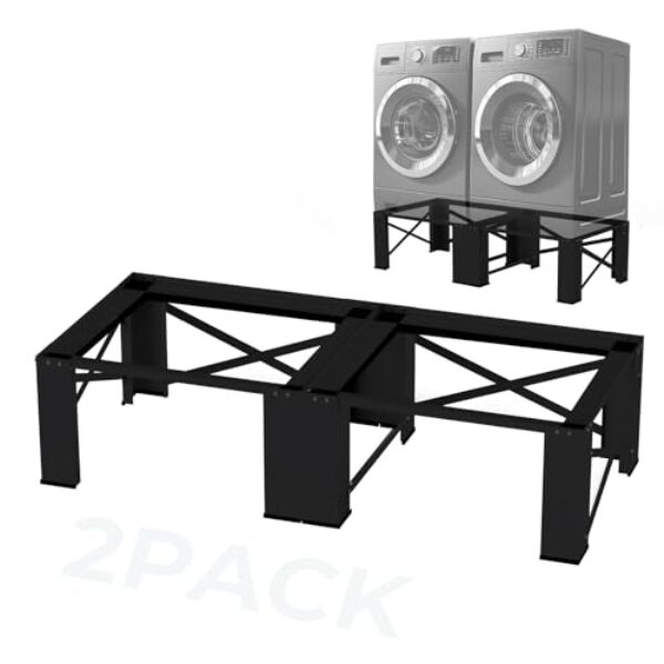 Matalde Conjunto de 2 pedestais de lavadora e secadora de 73,7 cm, pedestal de lavanderia para lavadora e secadora, suporte para máquina de lavar e secar em aço de liga de aço, suporte de lavadora e