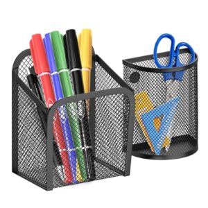 MaxDovYen Porta-lápis magnético, pacote com 2, organizador de canetas de malha de metal com ímãs fortes, cesto de armazenamento de metal para quadro branco, quadro-negro, armário, casa, escritório