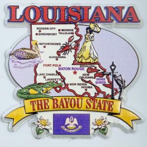 Ímã colecionável de lembrança da geladeira do mapa dos elementos do estado de Louisiana