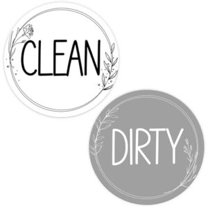 Ímã de lava-louças letreiro limpo sujo, dupla face, redondo, minimalista, floral, limpo/sujo, ímã para máquinas de lavar louça, acessórios magnéticos modernos para casa e cozinha