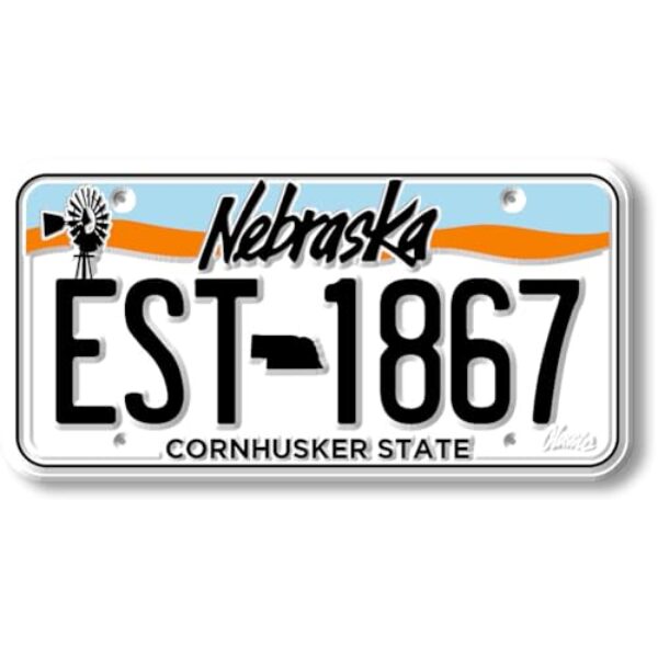 Ímã de placa de licença do estado de Nebraska por ímãs clássicos, 4,8 cm x 9,7 cm, lembranças e presentes colecionáveis de borracha 3D estilo vintage feitos nos EUA