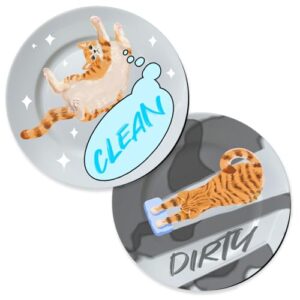 Ímã Dirty Clean para lava-louças – Ímã limpo e sujo de dupla face para design de gato na máquina de lavar louça