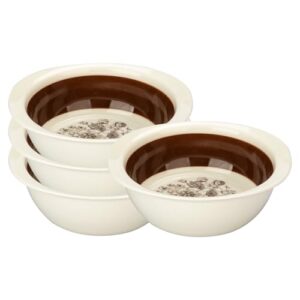 MDZF SWEET HOME Conjunto de 4 tigelas de cereais de cerâmica, tigelas de iogurte branco de 14 cm, série Rose Holiday, tigelas de porcelana duráveis para cereais, smoothtie, sopa