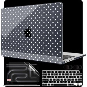 MEEgoodo Capa para MacBook Pro de 14 polegadas (M5/M4/M3/M2/M1) 2025 2024 2023 2021, capa serve para modelos A3434/A3112/A3401/A3185/A2918/A2992/A2779/A2442 Pro/Max, bolinhas brancas