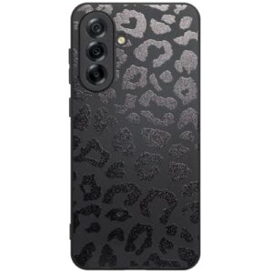 MEGANTREE Linda capa de telefone compatível com Samsung Galaxy A36 5G, capas com estampa de arte estética de leopardo, capa preta macia de TPU com acabamento fosco antiimpressão digital à prova de
