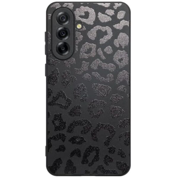 MEGANTREE Linda capa de telefone compatível com Samsung Galaxy A36 5G, capas com estampa de arte estética de leopardo, capa preta macia de TPU com acabamento fosco antiimpressão digital à prova de