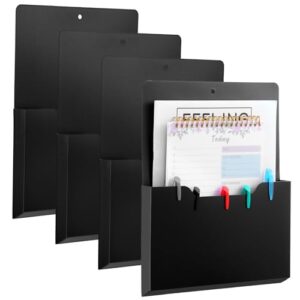 mekueeex Pacote com 4 porta-arquivos magnéticos, tamanho grande A4, organizador de armazenamento de geladeira, ímã, caneta, caneta, caneta, papelaria, artigos de papelaria, para sala de aula