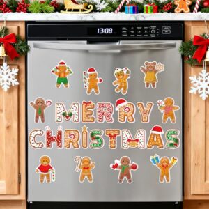Merry Christmas Ímãs de lava-louças 24 peças fofo homem de gengibre capa de ímã de lava-louças bengala doce adesivos magnéticos para caixa de correio de porta de garagem de natal ímãs de armário de