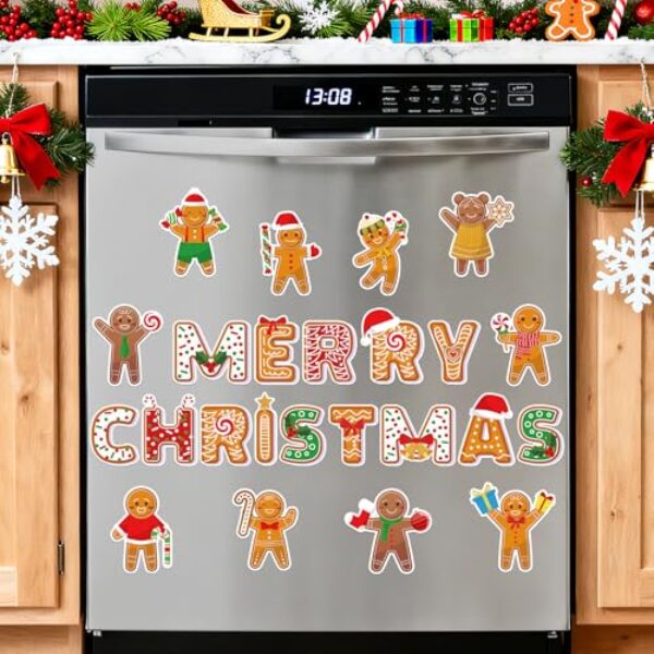 Merry Christmas Ímãs de lava-louças 24 peças fofo homem de gengibre capa de ímã de lava-louças bengala doce adesivos magnéticos para caixa de correio de porta de garagem de natal ímãs de armário de